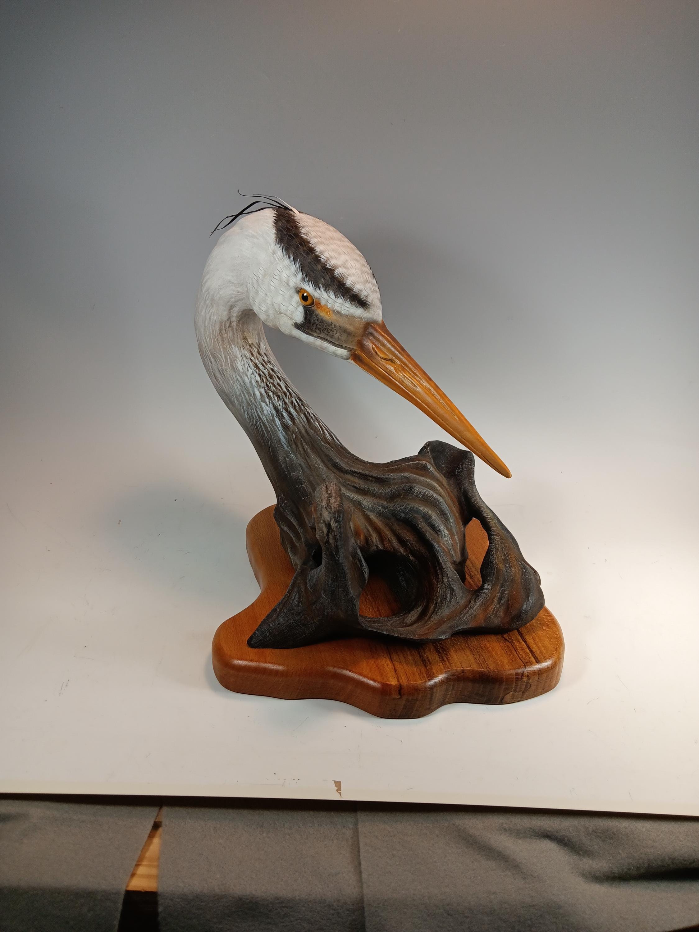 Great Blue Heron Bust — view 2