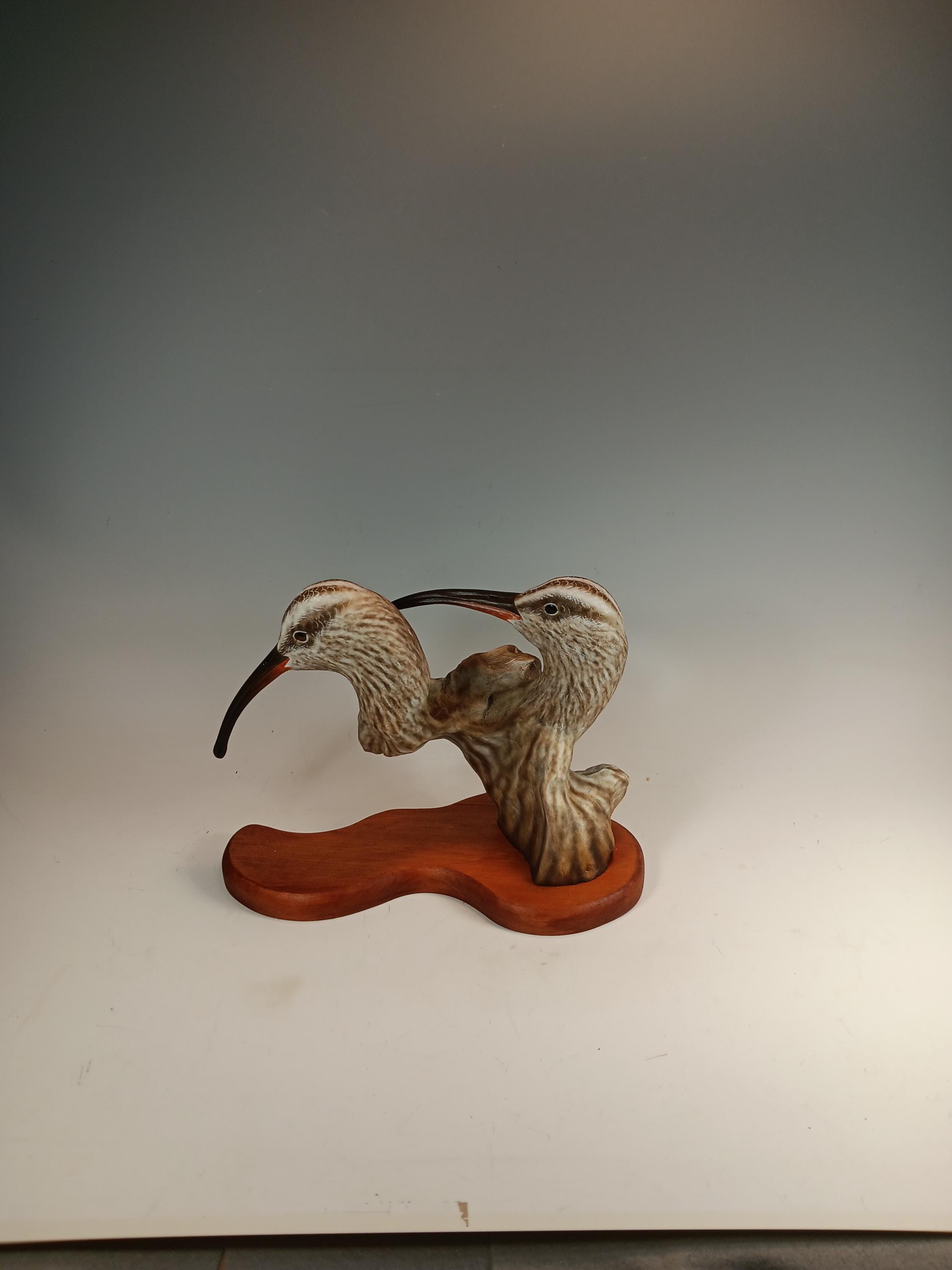 Two-Headed Whimbrel Bust — hand carved wildfowl sculpture by Edward H. Legg
